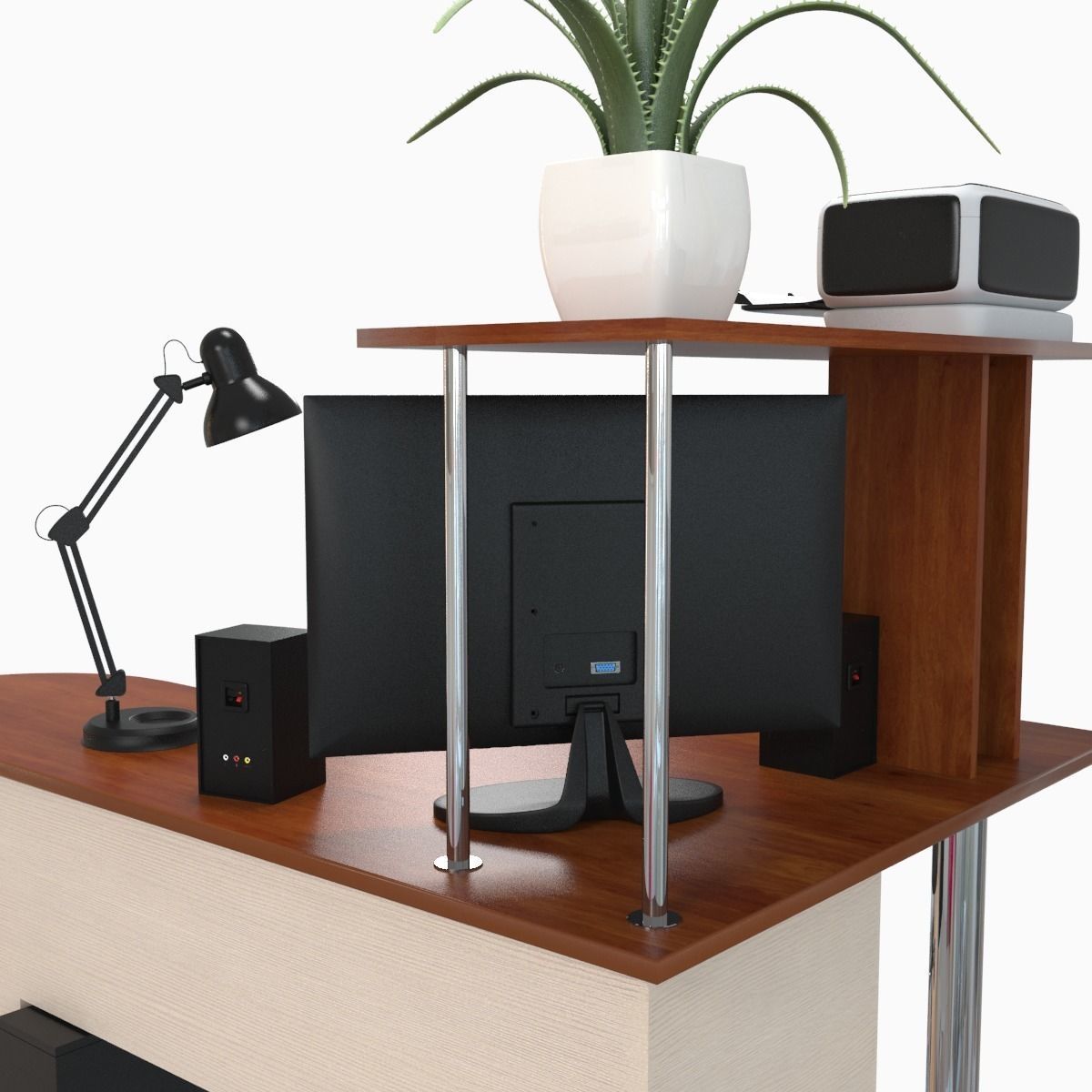 computer desk workstation 3D model_6