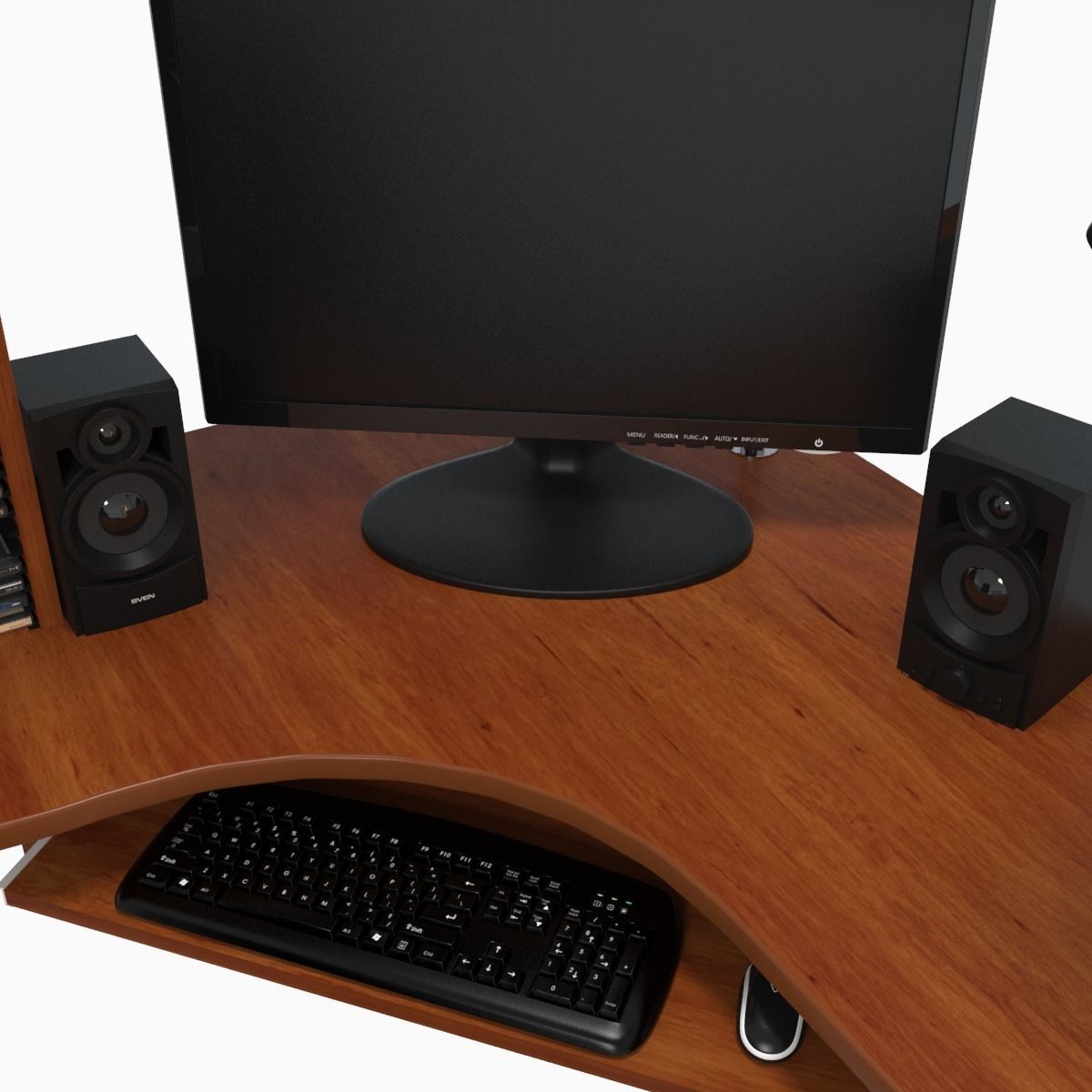 computer desk workstation 3D model_5
