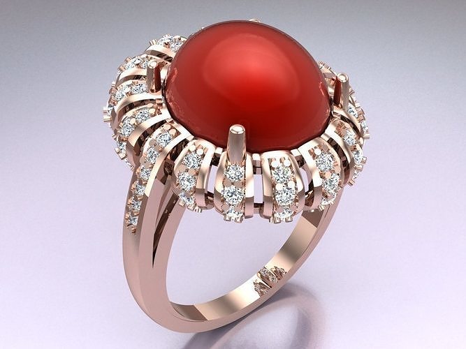 Oval stone ring - Womens  Rings - N820005 3D print model