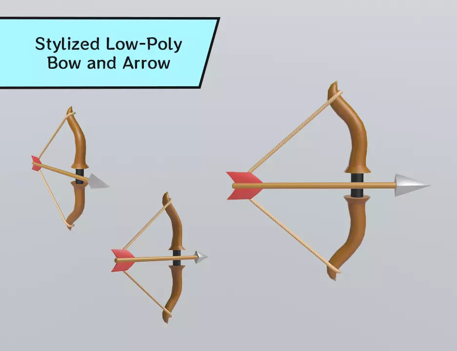 Stylized Low-Poly Bow and Arrow Low-poly 3D model_0
