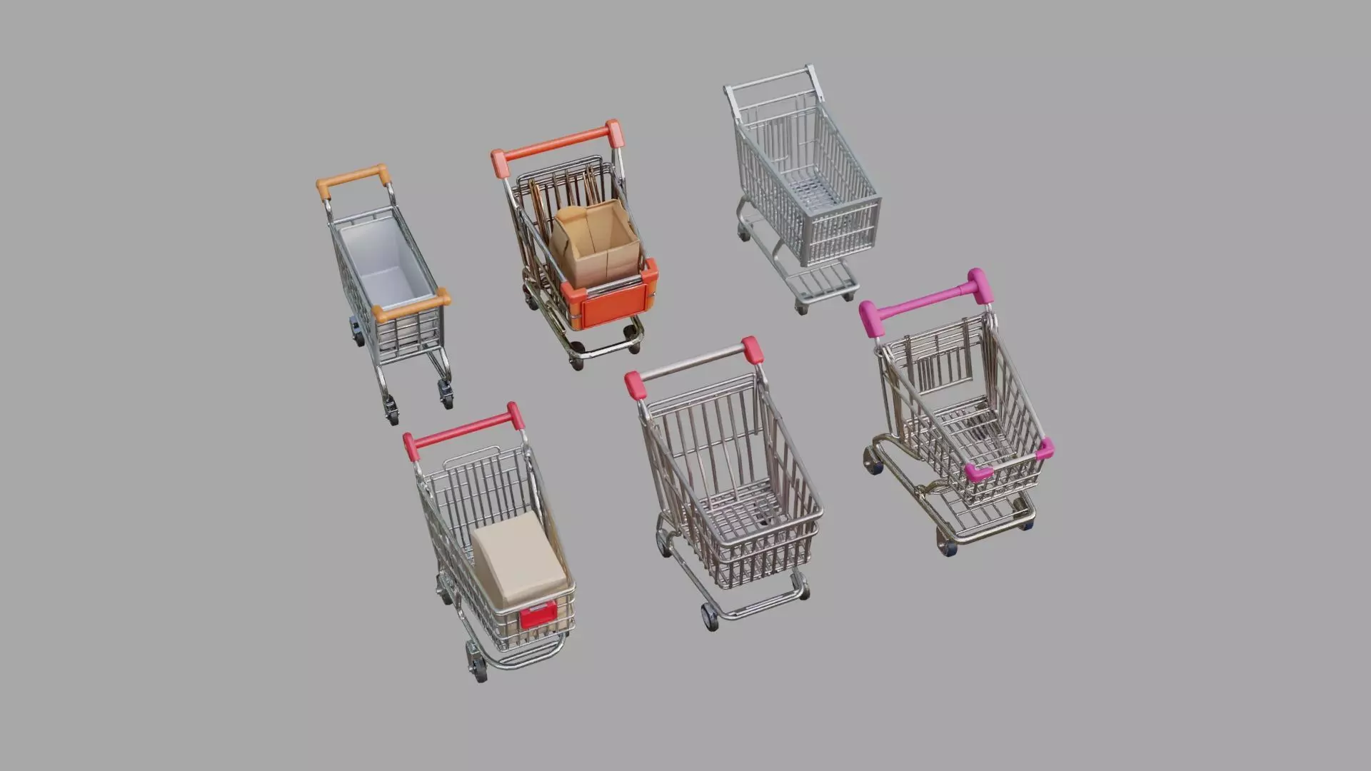 Shopping trolleys Pack Low-poly 3D model