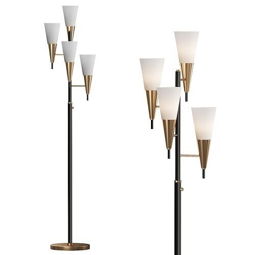  Possini Euro Design Quatro Mid Century Modern Tree Floor Lamp 3D model