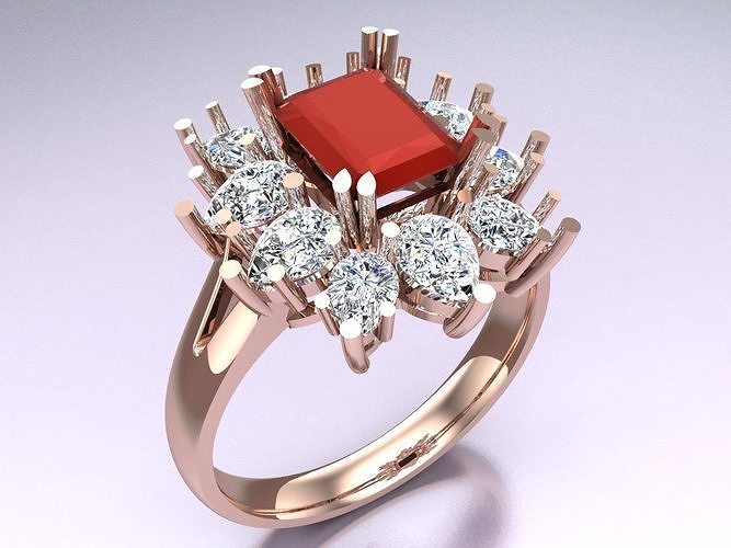 Rectangular Stone Rings - Womens Rings - N725753 3D print model