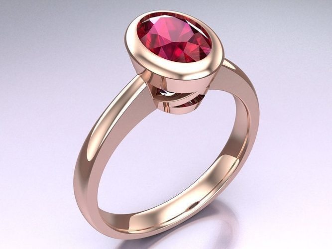 Oval stone ring - Womens  Rings - N820816 3D print model