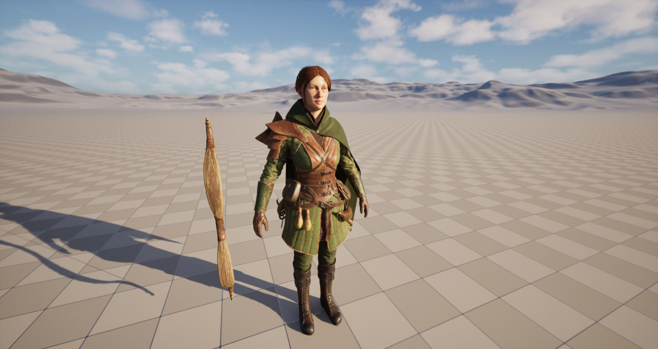 Female Archer Low-poly 3D model_8