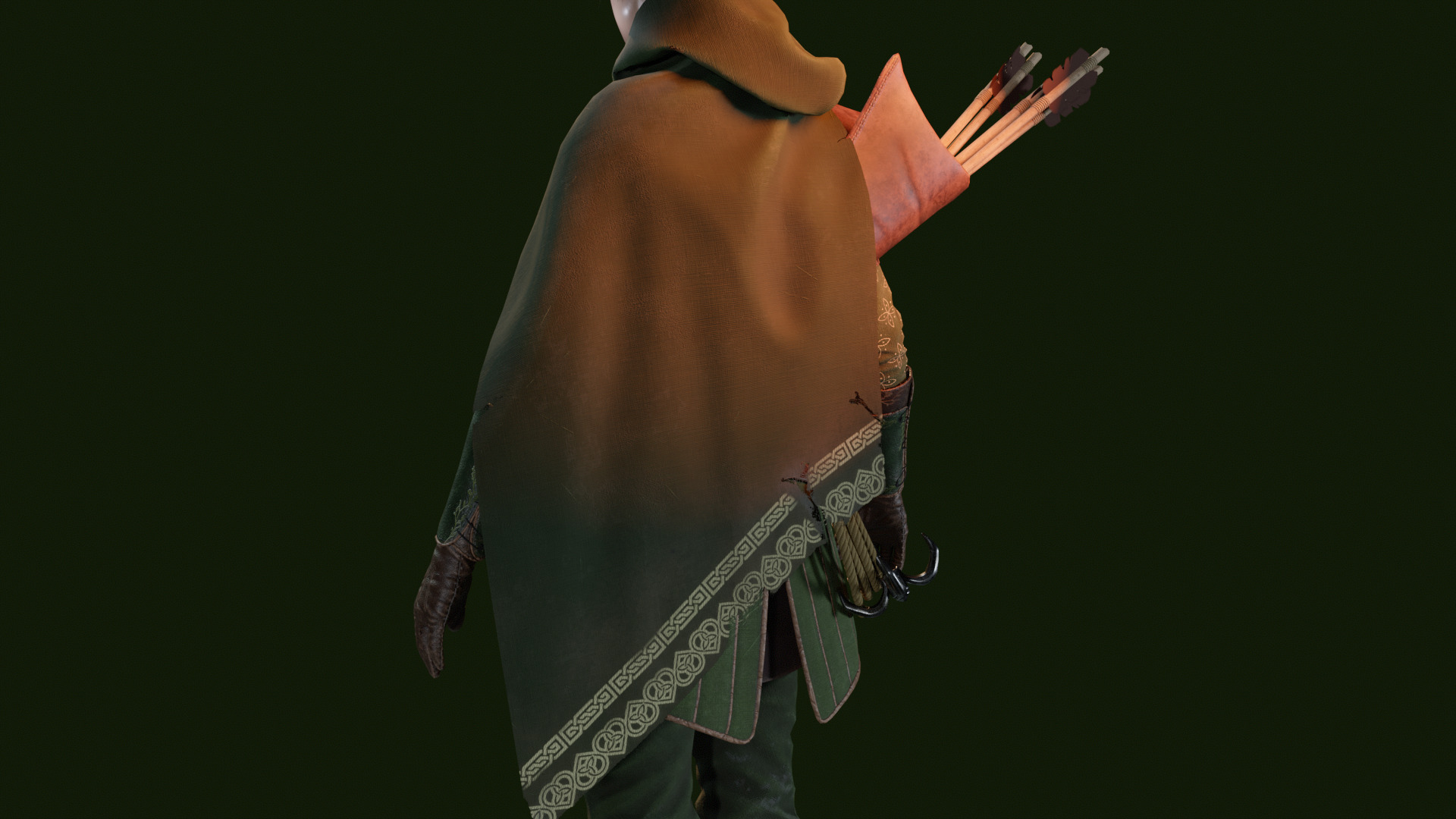 Female Archer Low-poly 3D model_6