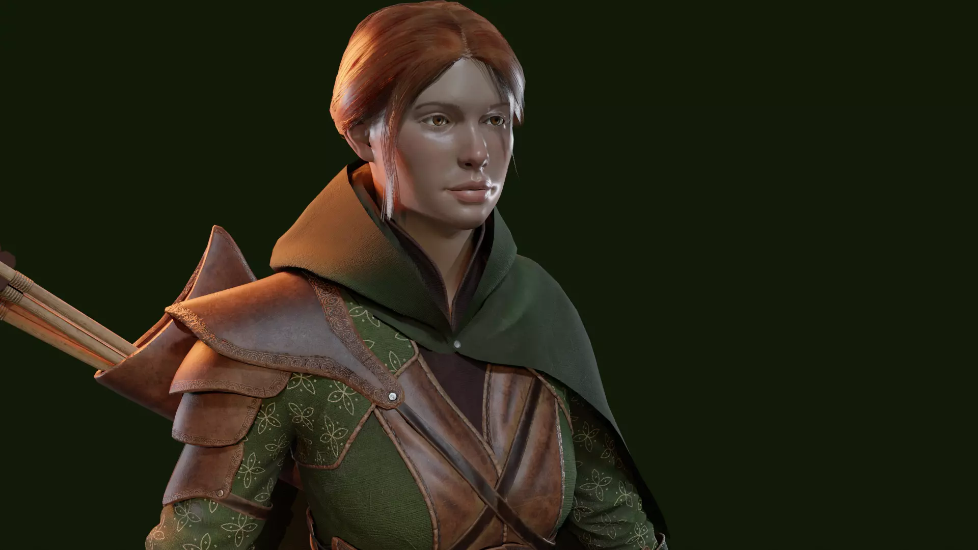 Female Archer Low-poly 3D model_0