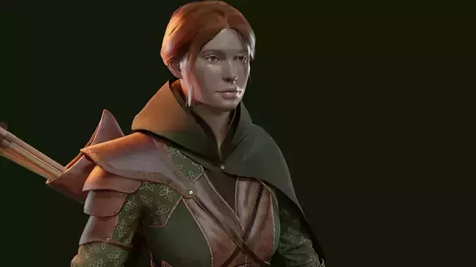 Female Archer Low-poly 3D model Female Archer Low-poly 3D model