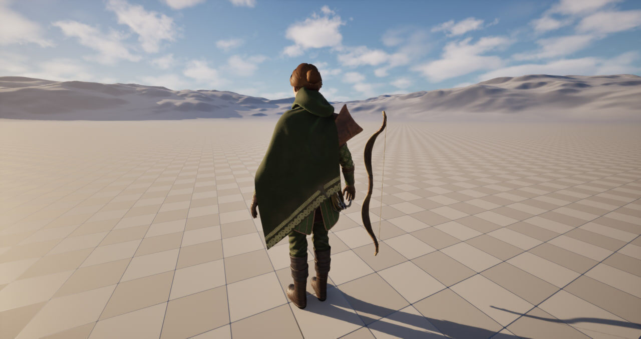 Female Archer Low-poly 3D model_9