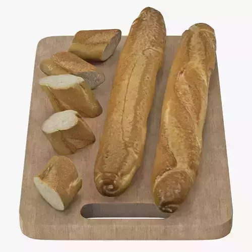 Bread on wooden cutting board