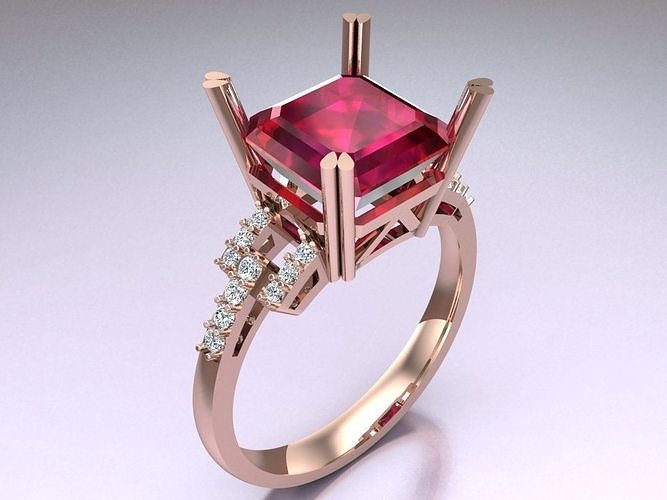 Square Stone Rings - Womens Rings - N821044 3D print model