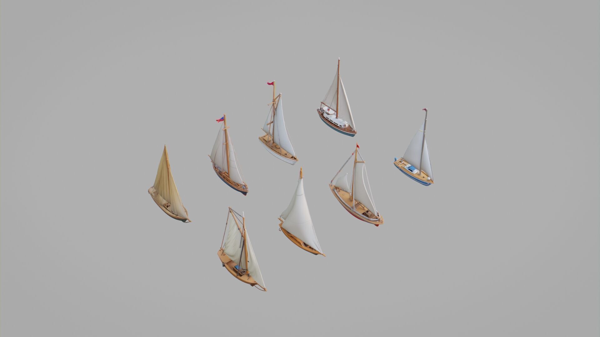Sailboats Pack Collection Low-poly 3D model_5