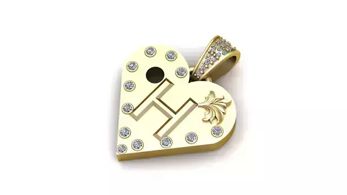H GOLD HEART PENDANT  3D print model