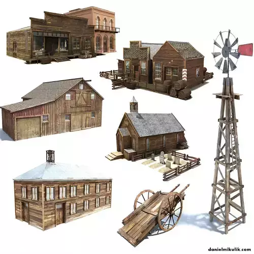 Wild West Pack Low-poly 3D model