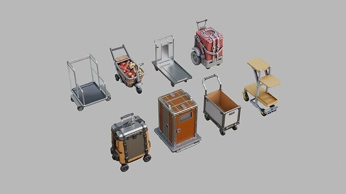 Trolleys Pack Collection Low-poly 3D model