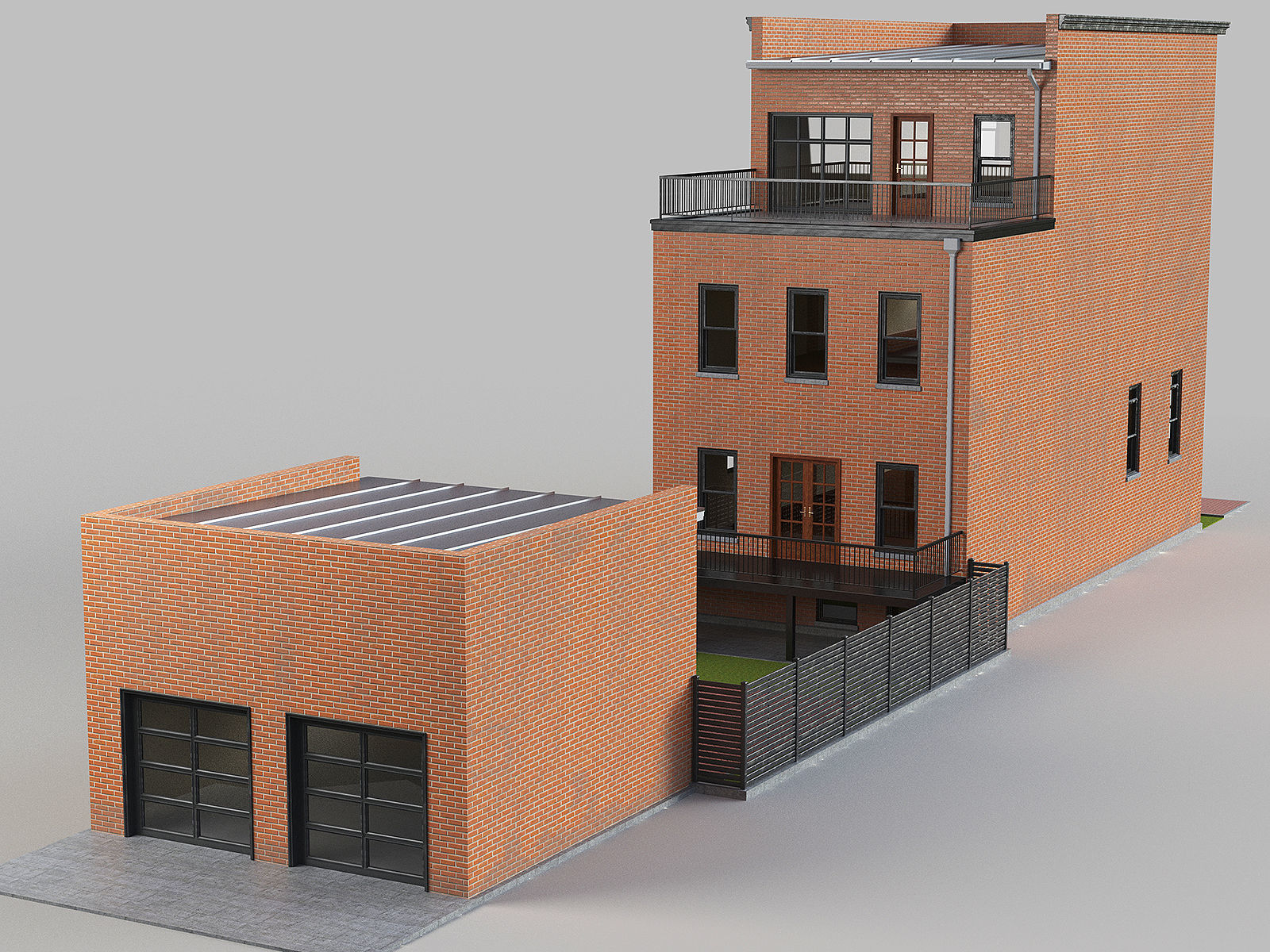 Brownstone townhouse 3D model_5