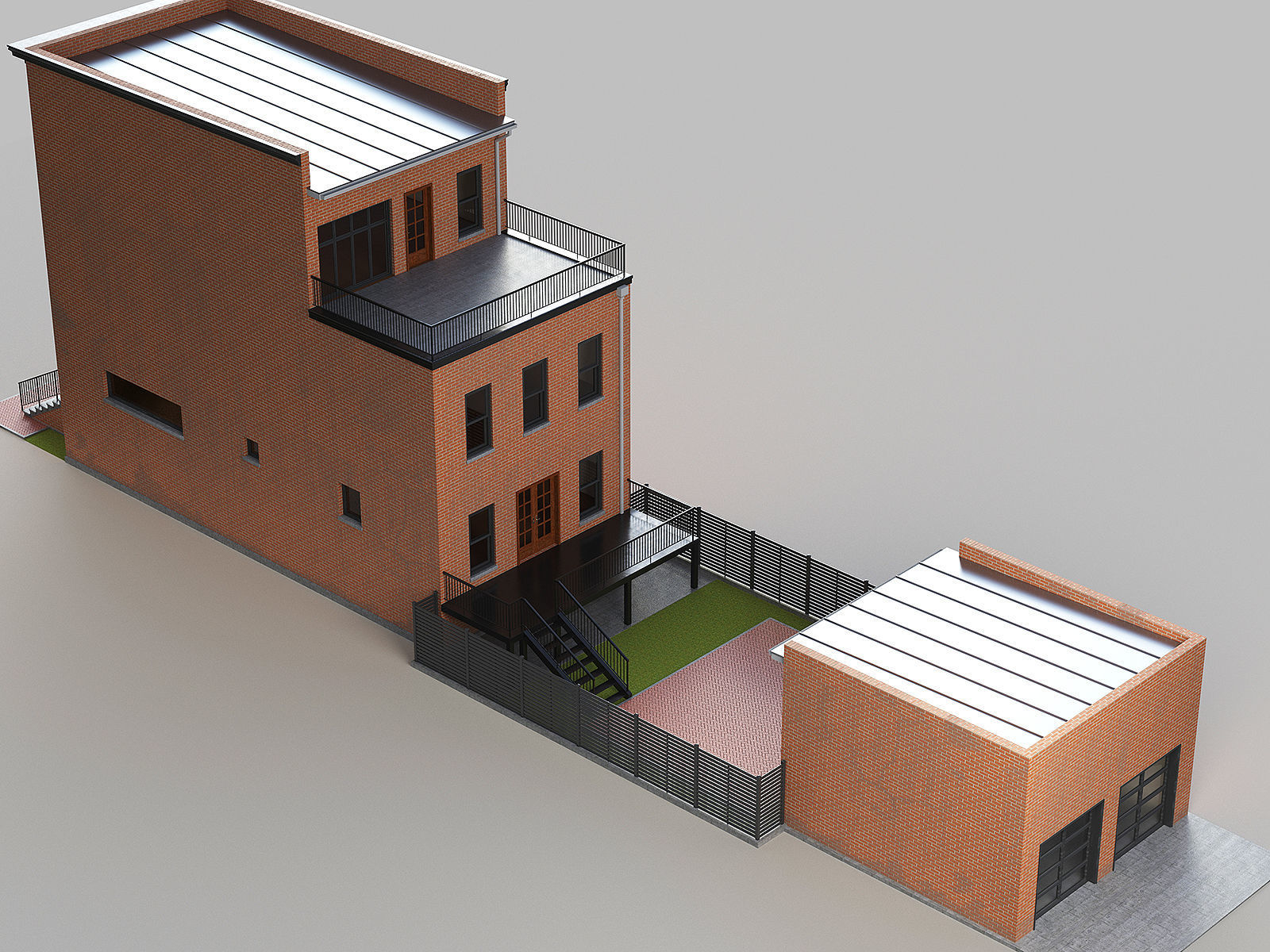 Brownstone townhouse 3D model_3