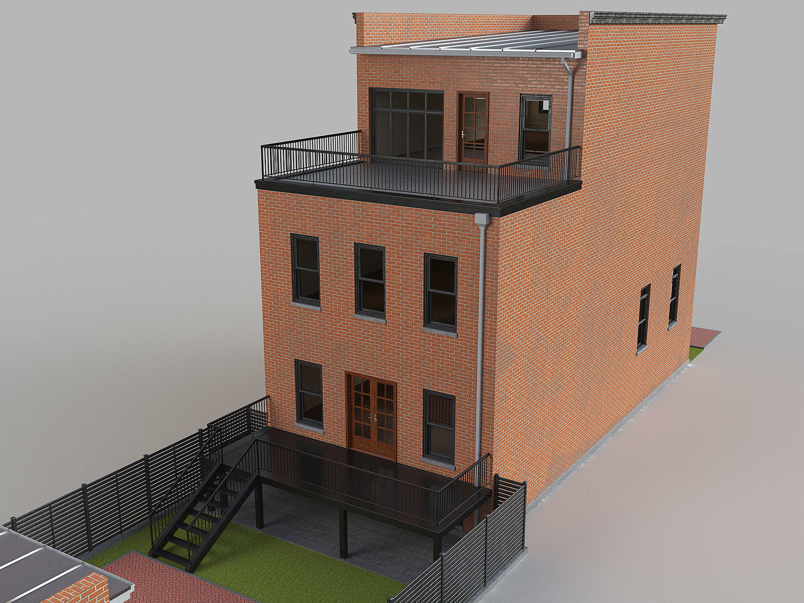 Brownstone townhouse 3D model_4