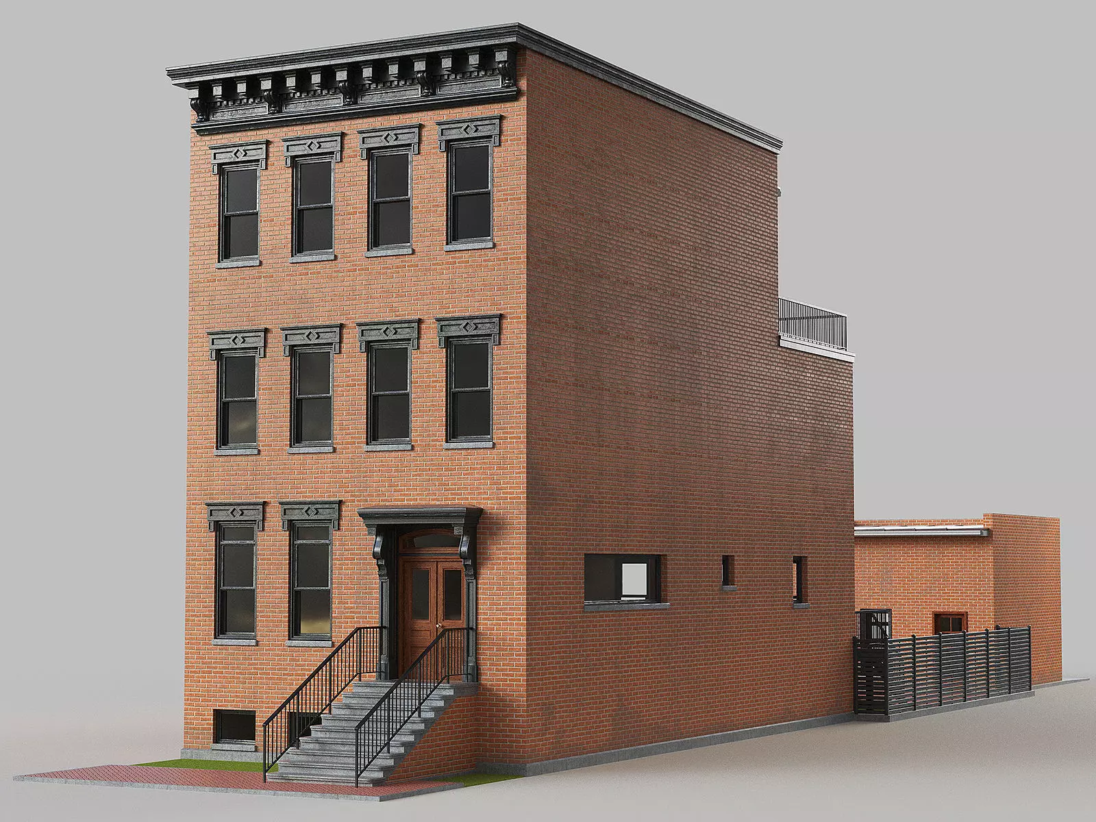 Brownstone townhouse 3D model_0