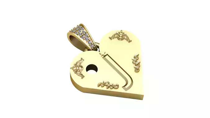 J  GOLD HEART PENDANT   3D print model