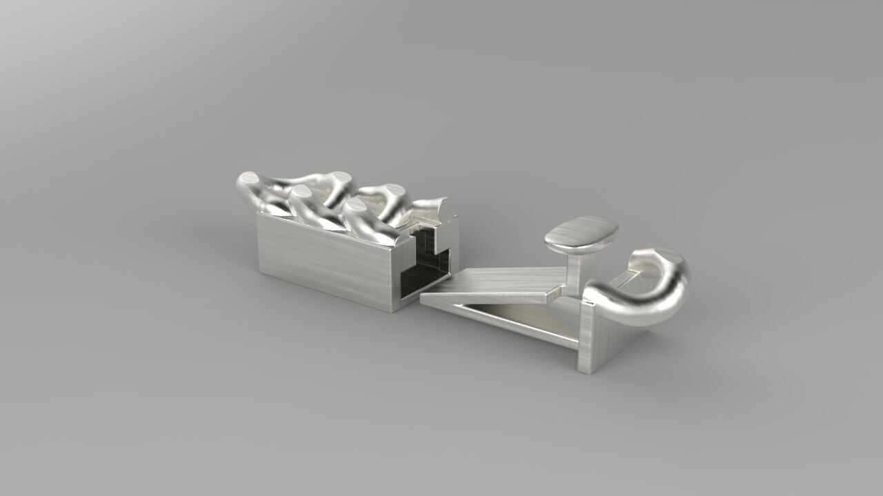 Cuban Chain Box Clasp Bracelet Lock 3D Print file 3D print model_3