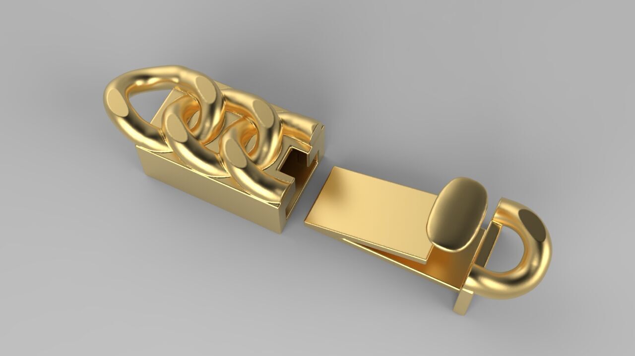 Cuban Chain Box Clasp Bracelet Lock 3D Print file 3D print model_1