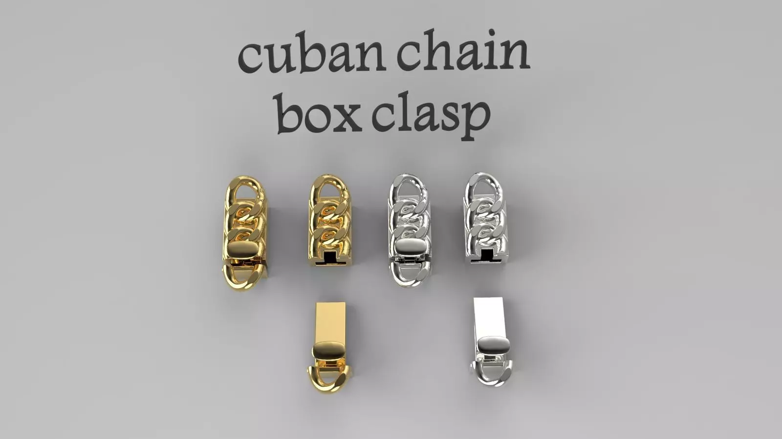 Cuban Chain Box Clasp Bracelet Lock 3D Print file 3D print model_0