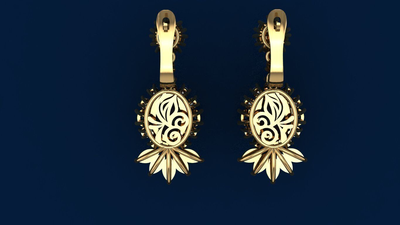 Cluster Earrings 3D print model_2