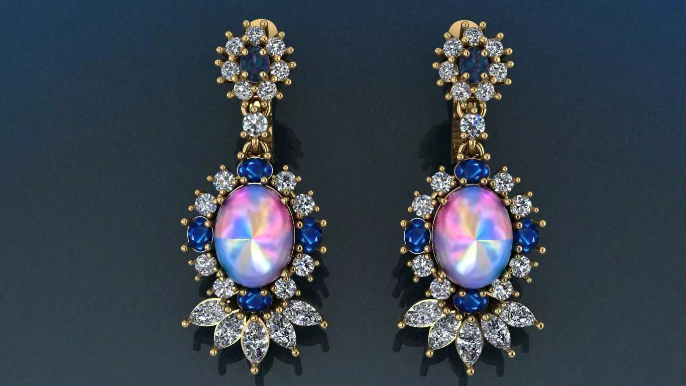 Cluster Earrings 3D print model_0