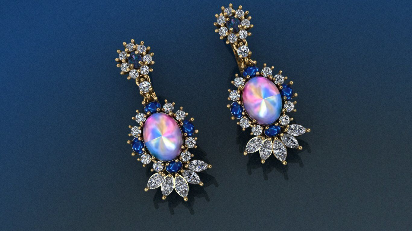 Cluster Earrings 3D print model_1