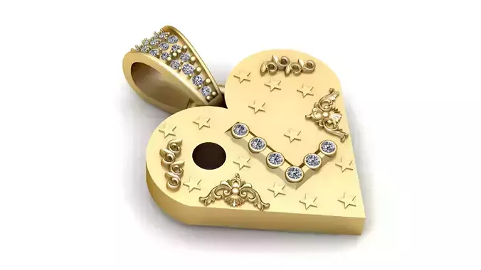 L   GOLD HEART PENDANT  3D print model