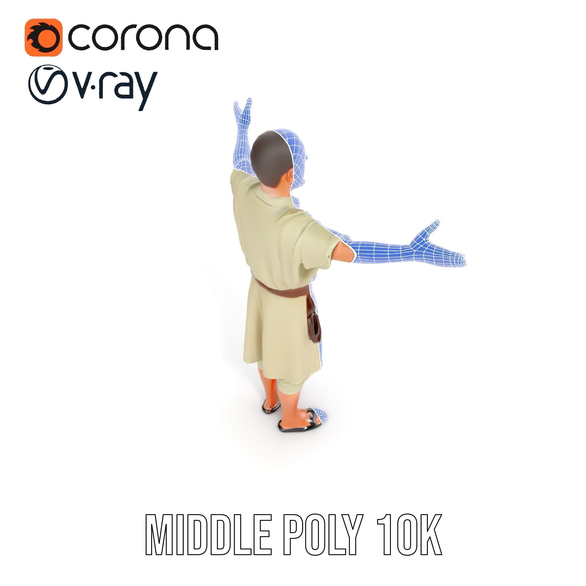 Ancient Traveler Character Rigged and Animated for Games and VR Low-poly 3D model_32