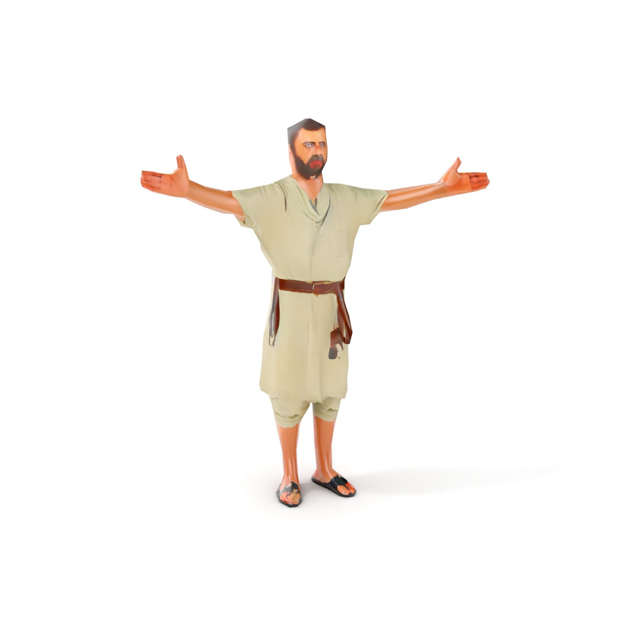 Ancient Traveler Character Rigged and Animated for Games and VR Low-poly 3D model_14