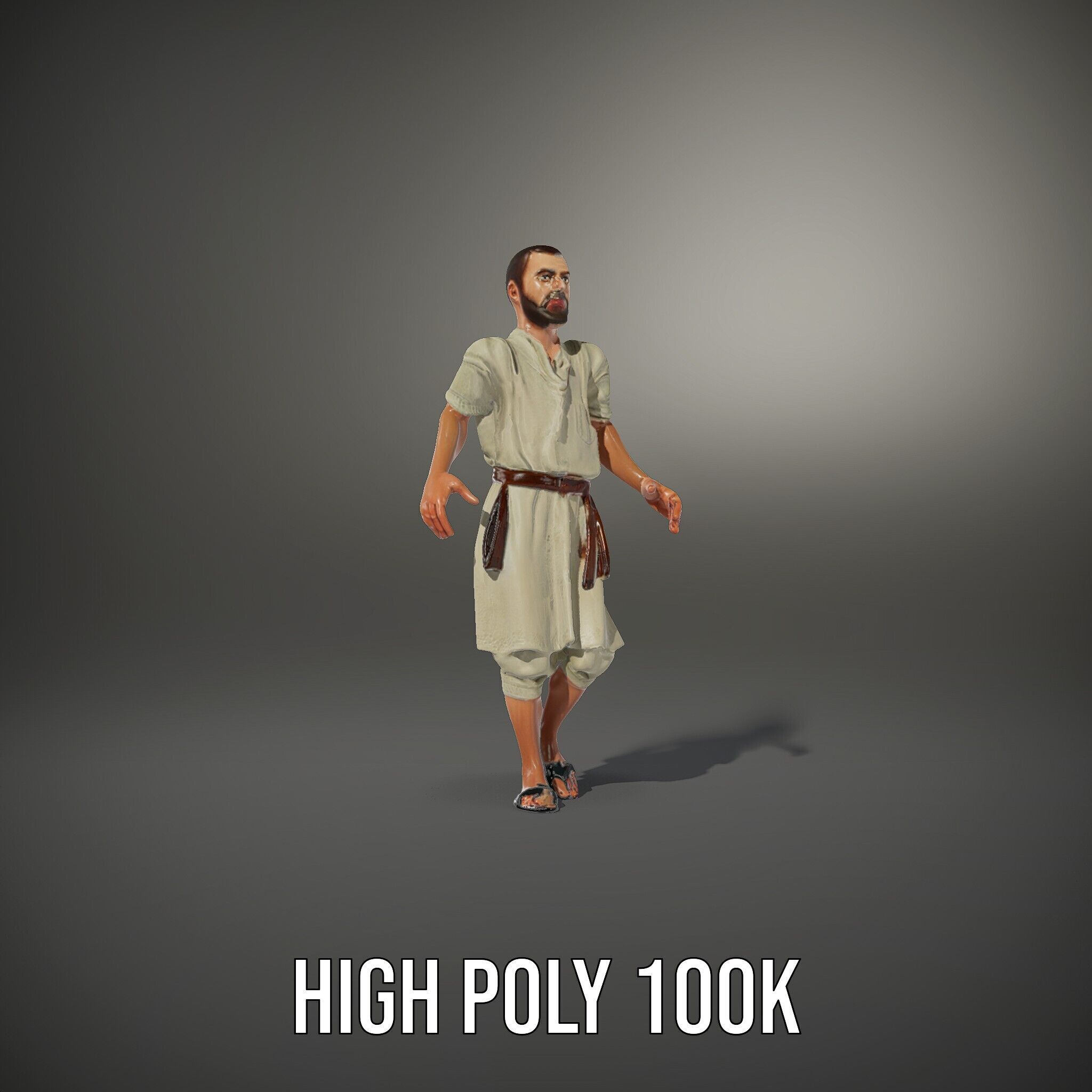 Ancient Traveler Character Rigged and Animated for Games and VR Low-poly 3D model_15