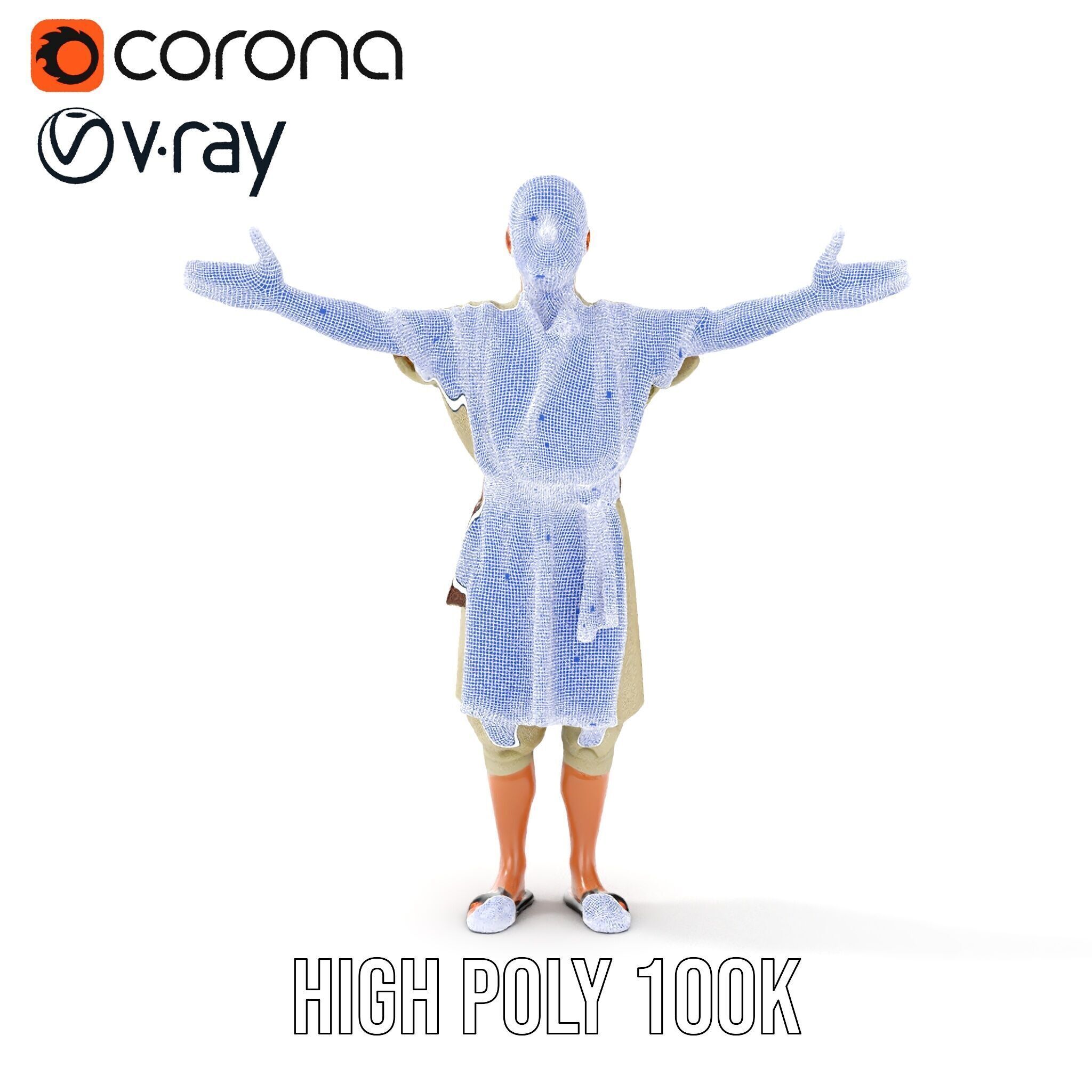 Ancient Traveler Character Rigged and Animated for Games and VR Low-poly 3D model_40