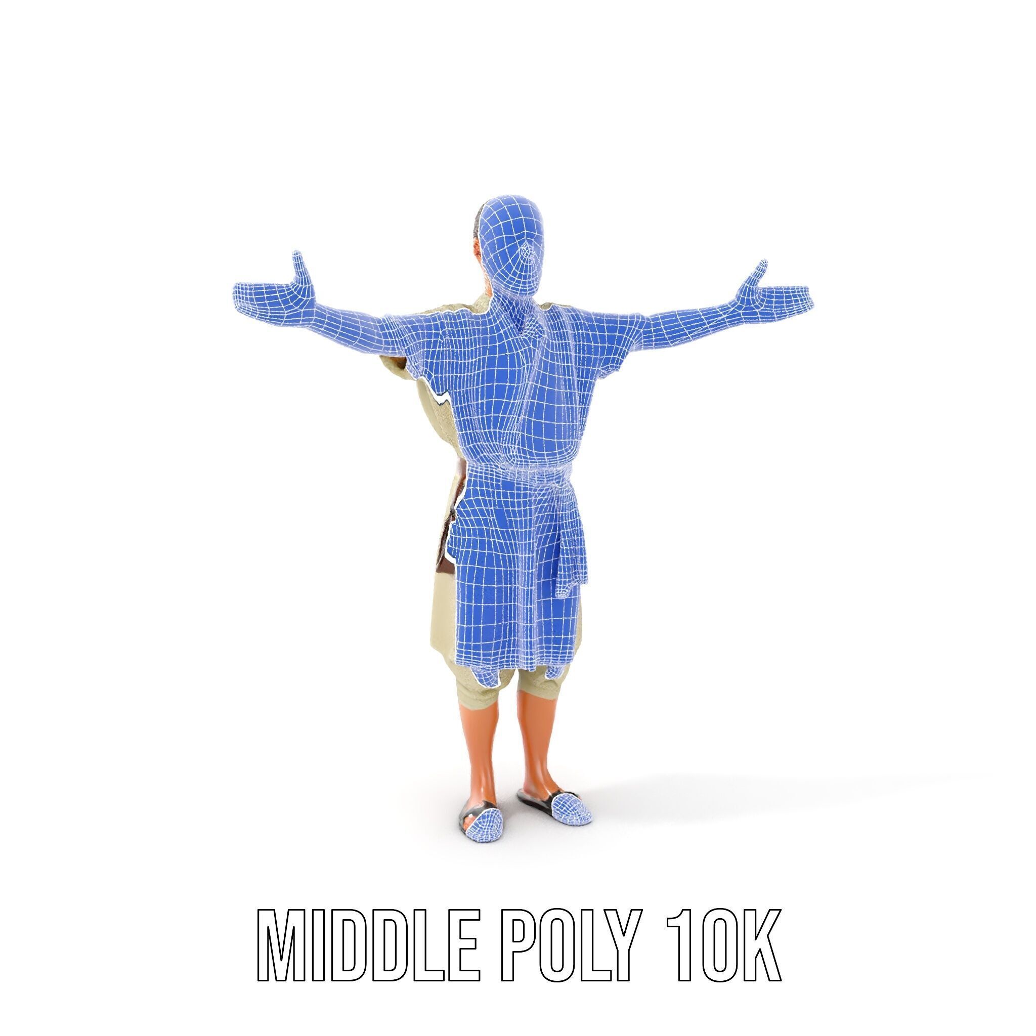 Ancient Traveler Character Rigged and Animated for Games and VR Low-poly 3D model_24