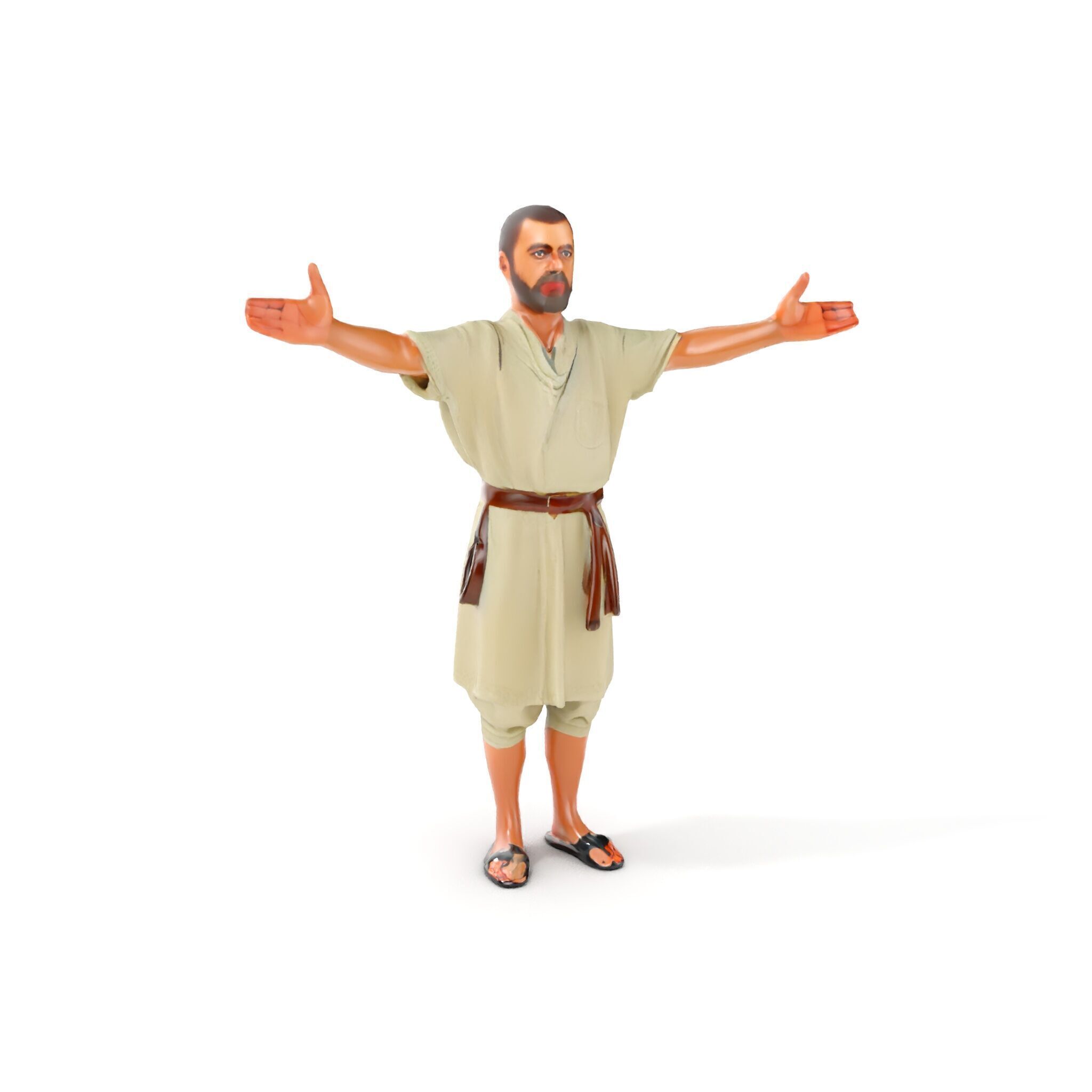 Ancient Traveler Character Rigged and Animated for Games and VR Low-poly 3D model_13