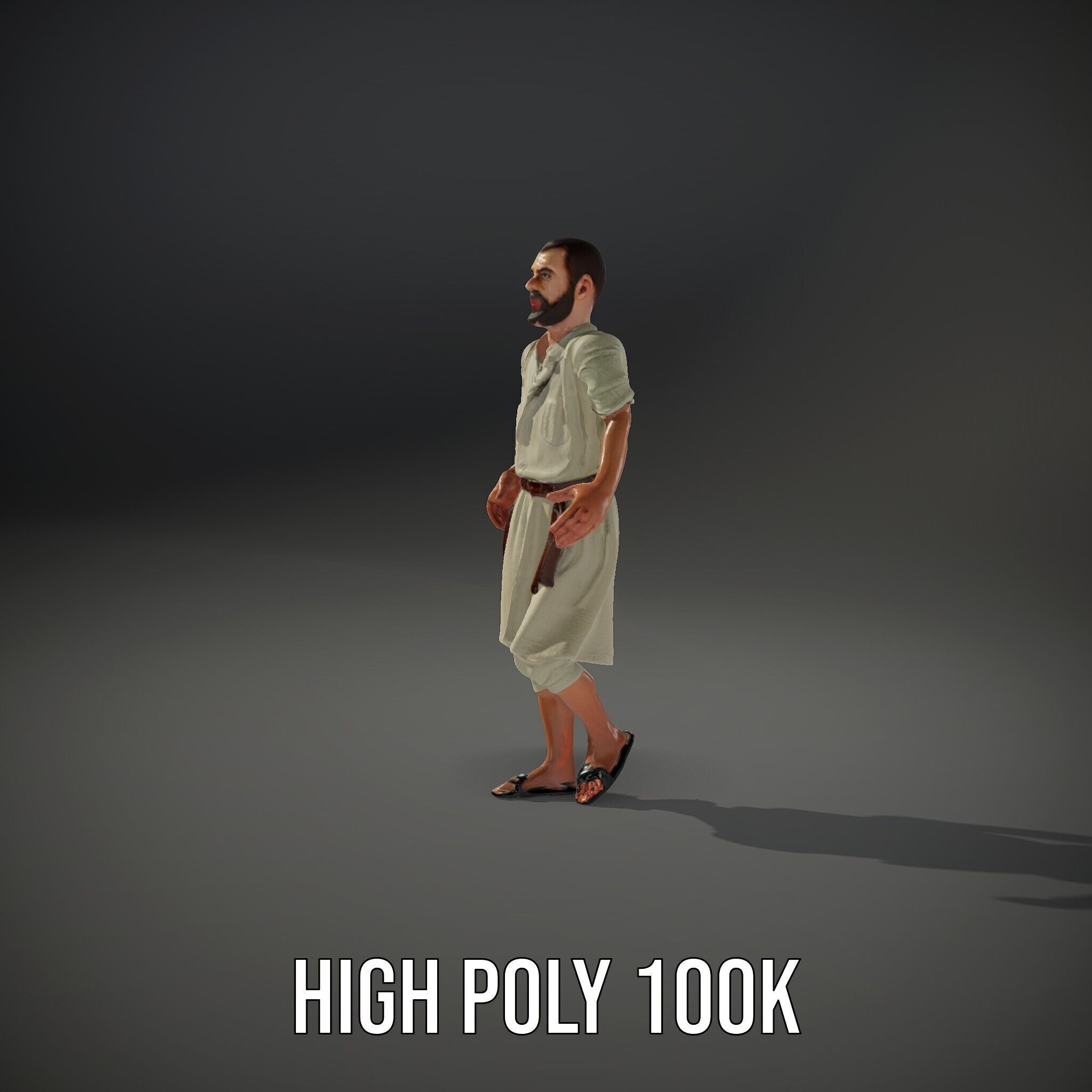 Ancient Traveler Character Rigged and Animated for Games and VR Low-poly 3D model_12