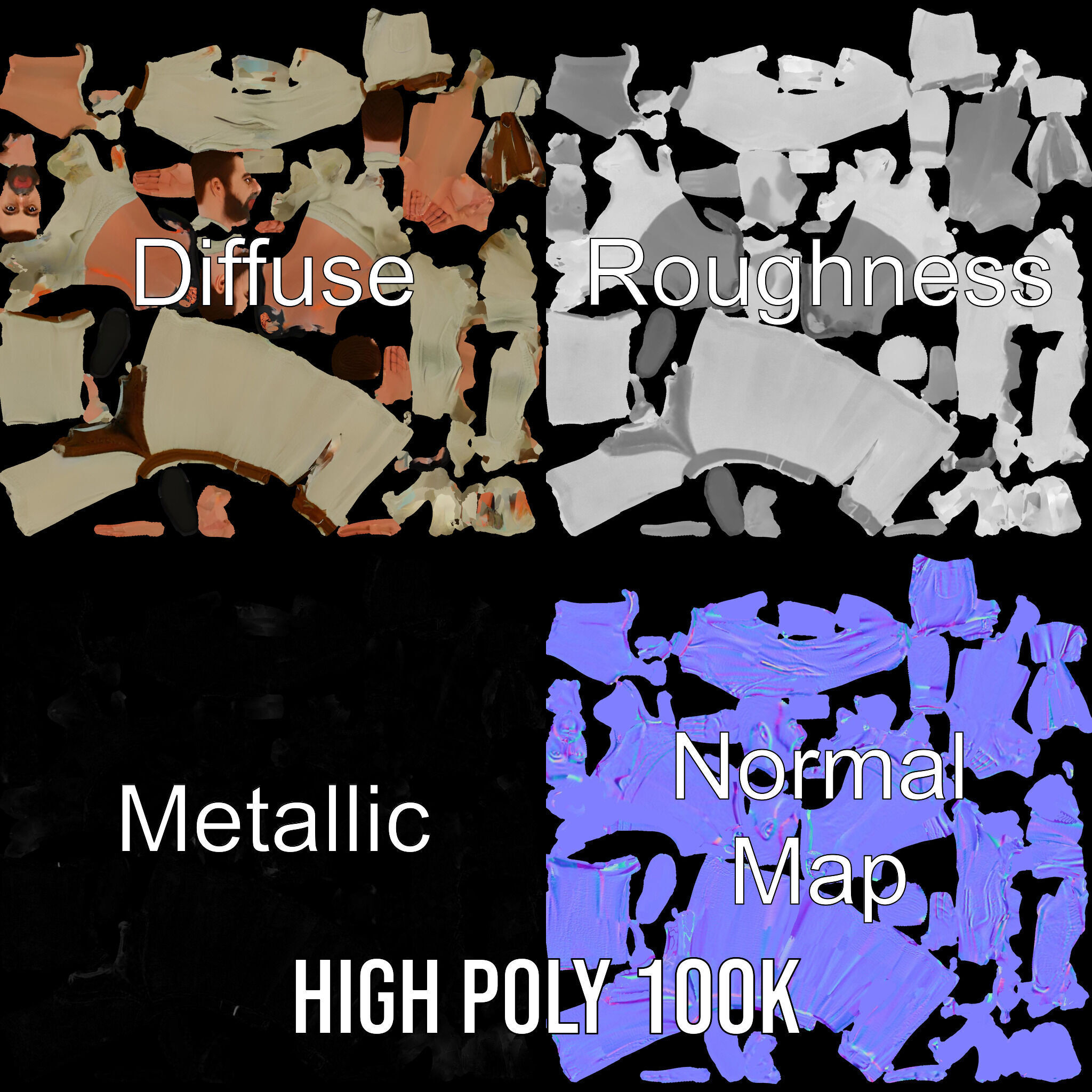 Ancient Traveler Character Rigged and Animated for Games and VR Low-poly 3D model_4