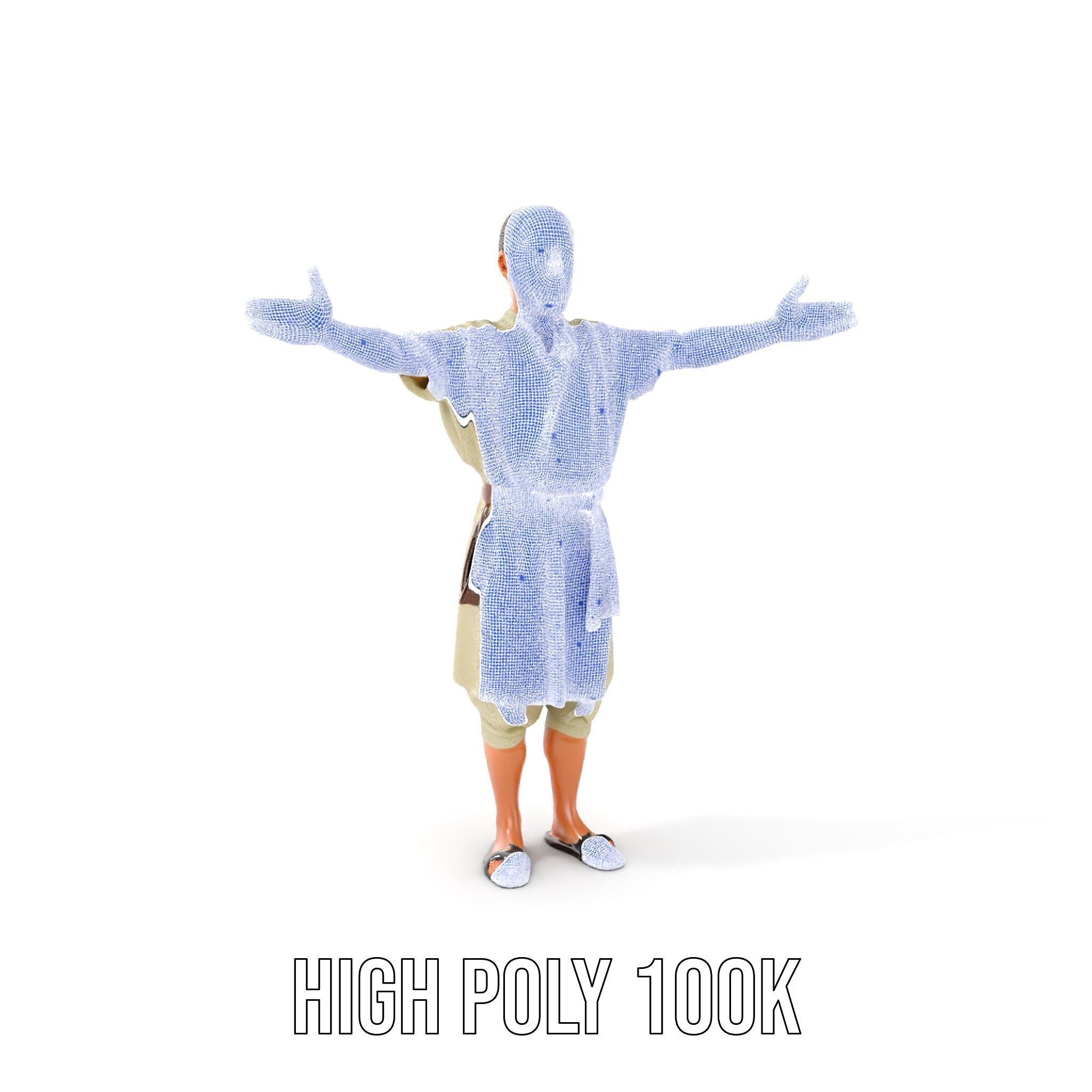 Ancient Traveler Character Rigged and Animated for Games and VR Low-poly 3D model_5