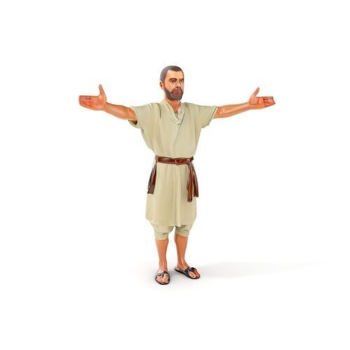 Ancient Traveler Character Rigged and Animated for Games and VR Low-poly 3D model