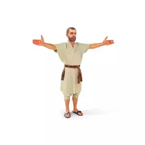 Ancient Traveler Character Rigged and Animated for Games and VR Low-poly 3D model