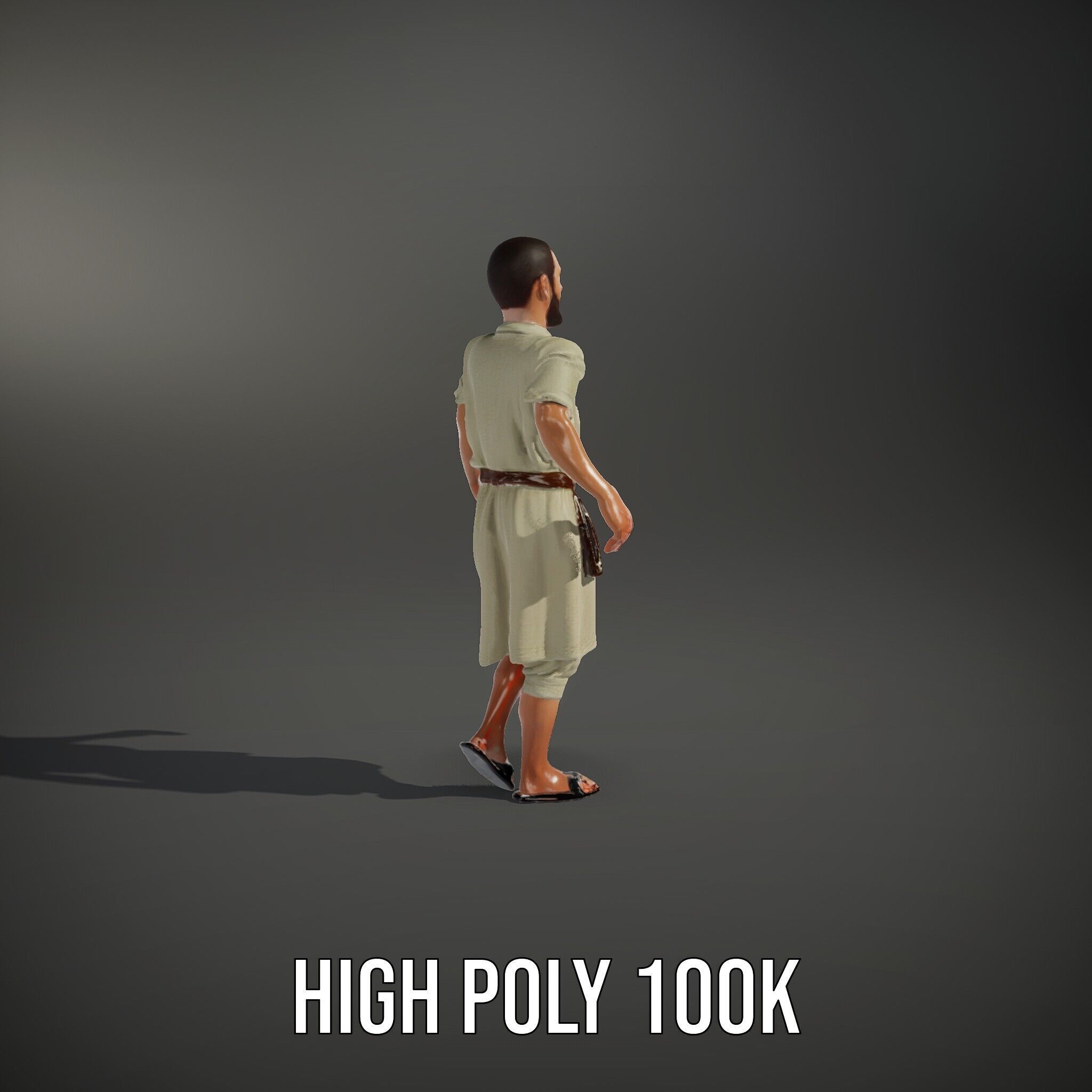 Ancient Traveler Character Rigged and Animated for Games and VR Low-poly 3D model_9