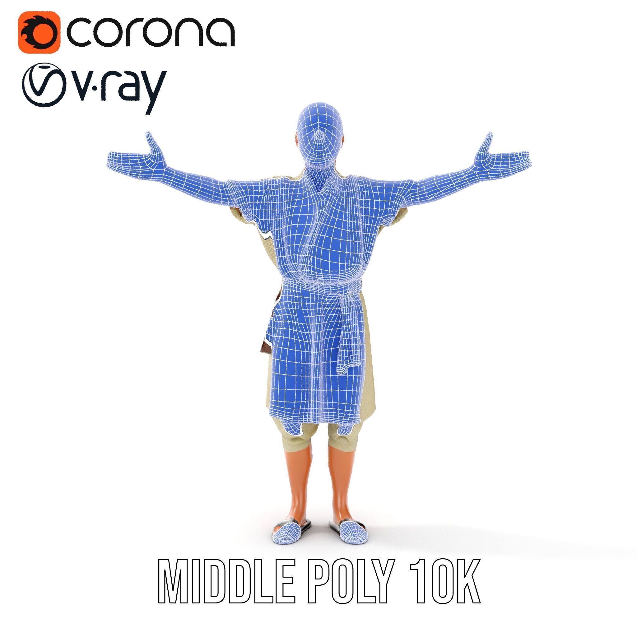 Ancient Traveler Character Rigged and Animated for Games and VR Low-poly 3D model_35