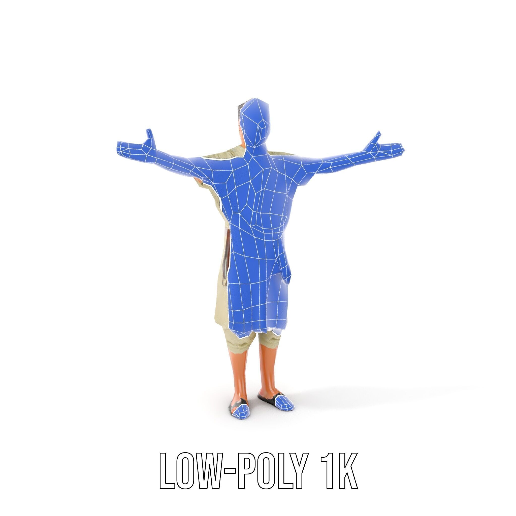 Ancient Traveler Character Rigged and Animated for Games and VR Low-poly 3D model_28