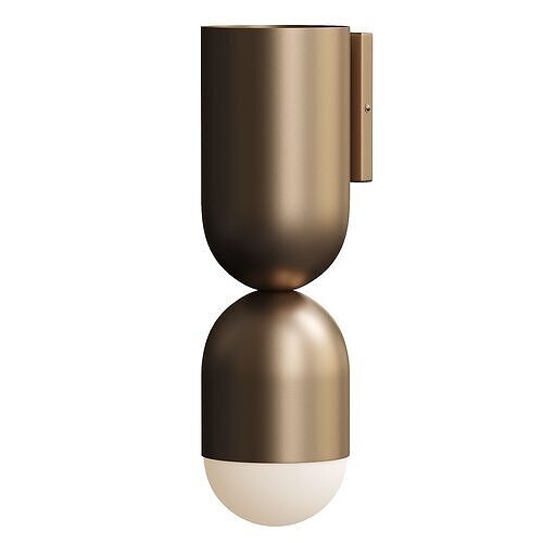 Tuba - 2 light aged brass and opal wall light 3D model