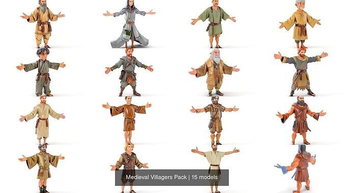 Medieval Villagers Pack 3D Model Collection
