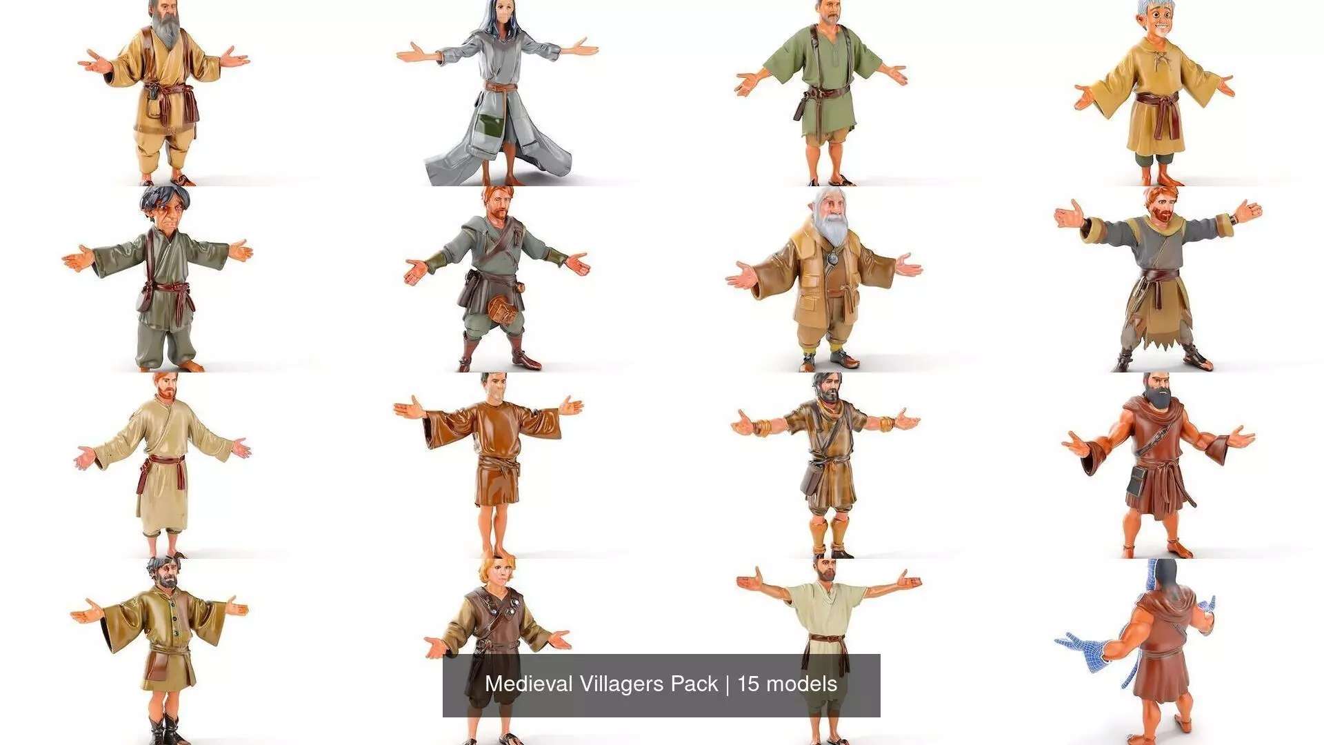 Medieval Villagers Pack 3D Model Collection_0