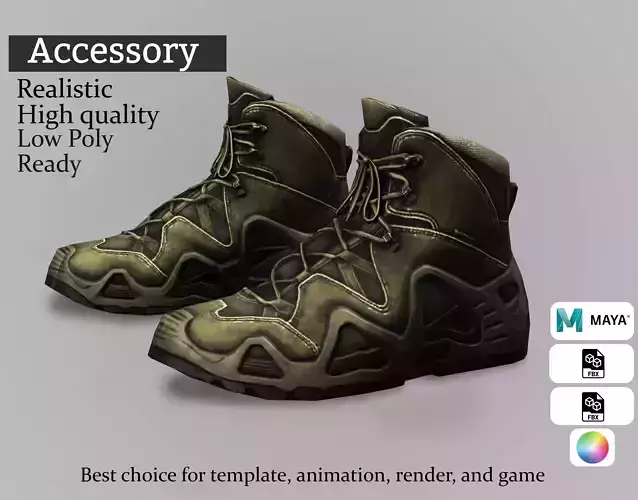 Sci-Fi Military Boots - Realistic Design Low-poly 3D model