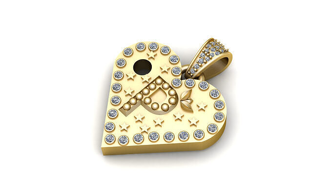 P  GOLD HEART PENDANT    3D print model